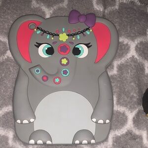 Gray Elephant Tablet Case with Pink Accents